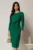 Rochie midi verde din crep cu detaliu pe talie