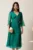 Rochie midi verde din matase naturala in clos cu strasuri in talie- Viada