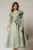 Rochie midi verde din tafta peliculizata cu floare ampla pe talie