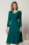 Rochie midi verde din triplu voal cu floare si perle