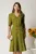 Rochie midi verde din triplu voal cu nasturi si cordon