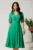 Rochie midi verde din voal in clos cu flori la decolteu