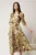 Rochie midi verde din voal satinat cu imprimeu floral