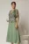 Rochie midi verde fistic cu bustul din lurex si decolteu in V