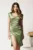 Rochie midi verde fistic din satin cu strasuri si cordon in talie- Ella Collection Alina