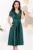Rochie midi verde in clos Filipina cu maneci scurte tip lalea