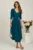 Rochie midi verde inchis din triplu voal in clos cu cordon in talie- LaDona