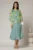 Rochie midi verde menta cu voal cu imprimeuri menta