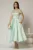 Rochie midi verde menta de ocazie din tafta cu dantela pe umeri