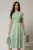 Rochie midi verde mint cu maneca scurta si curea in talie cu adaos de viscoza