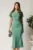Rochie midi verde mint din satin cu decolteu in V