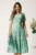 Rochie midi verde mint din viscoza cu imprimeuri florale