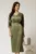 Rochie midi verde satinata cu decolteu in V