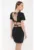 Rochie mini –  Maneca scurta – Decolteu rotund – Negru – Poliester