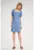 Rochie mini – albastra – decolteu patrat – maneci scurte – poliester