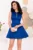 Rochie mini albastra din tafta Carla baby doll