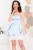 Rochie mini baby doll bleu Tinkerbell cu corset si strassuri