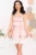 Rochie mini baby doll roz Tinkerbell cu corset si strassuri