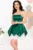 Rochie mini baby doll verde Tinkerbell cu corset si strassuri