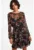 Rochie mini cu model floral si maneci semitransparente