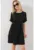 Rochie mini dama  cu cordon – poliester/elastan – negru