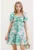 Rochie mini dama –  forma A – decolteu patrat – bumbac/poliester – verde/alb