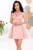 Rochie mini din tafta roz Carla baby doll