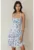 Rochie mini –  model floral – albastra – bumbac