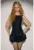 Rochie mini –  mulata cu spate deschis si volane – neagra – poliester tafta