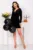 Rochie mini neagra Pretty Girl cu umerii goi din catifea elastica