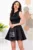 Rochie mini neagra din tafta Carla baby doll