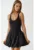 Rochie mini –  slim fit – guler U – negru – tricot