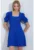 Rochie mini tricotata HiCCUP – guler patrat – albastru – poliester