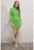 Rochie mini tricotata  cu guler inalt – nervuri – tricot – Verde –