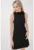Rochie mini tricotata cu nervuri – guler inalt – Negru – tricot –