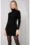 Rochie mini tricotata –  guler inalt – design texturat – negru – tricot –