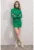 Rochie mini tricotata –  guler inalt – nervuri – verde – tricot –