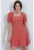 Rochie mini tricotata  guler patrat – rosie – poliester-lycra –