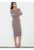 Rochie mulata – pana la genunchi – fara buzunare – culoare maro – viscoza