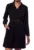 Rochie neagra – cu volane si curea – din poliester – pentru femei –