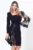 Rochie neagra de ocazie Viviana cambrata cu flori 3D