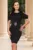 Rochie neagra de ocazie conica cu colier din strassuri