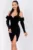 Rochie neagra din catifea Irene cu maneci detasabile