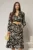Rochie neagra din stofa cu imprimeu floral ivoar si curea in talie