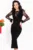 Rochie neagra eleganta Edaline cambrata cu maneci din dantela
