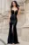 Rochie neagra eleganta Zaira tip sirena cu fronseuri
