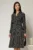 Rochie neagra midi din viscoza si imprimeu cu buline
