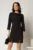 Rochie neagra scurta cu nasturi decorativi perlati