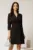 Rochie neagra stil sacou cu rand dublu de nasturi si cordon in talie