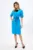 Rochie office cu brosa tip floare si cordon in talie Ditta Albastra
